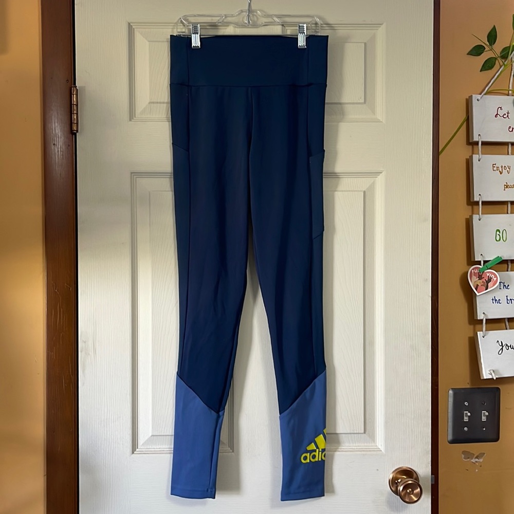 Adidas blue colorblock size small leggings